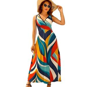 Women’s V Neck Sleeveless Dress